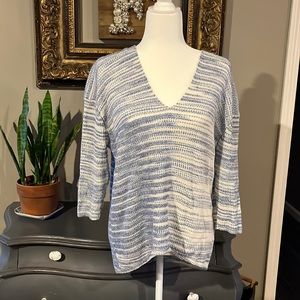 NWT Express Women’s Sweater Blue and Off White Stripe Size Small